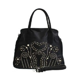 Gesia Firenze Rhinestone & Pearl LG Hobo Handbag